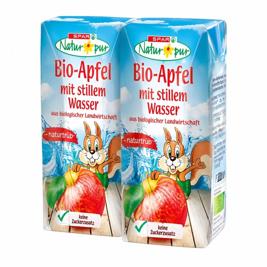 Bio-Apfel oder Bio-Orange mit stillem Wasser 3 x 0,2 Liter SPAR Natur pur Angebot bei Spar