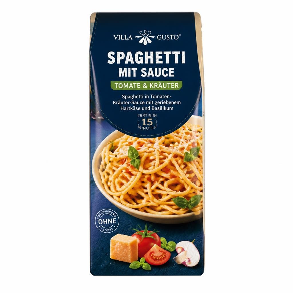Villa Gusto Spaghetti mit Sauce, 483 g – Norma