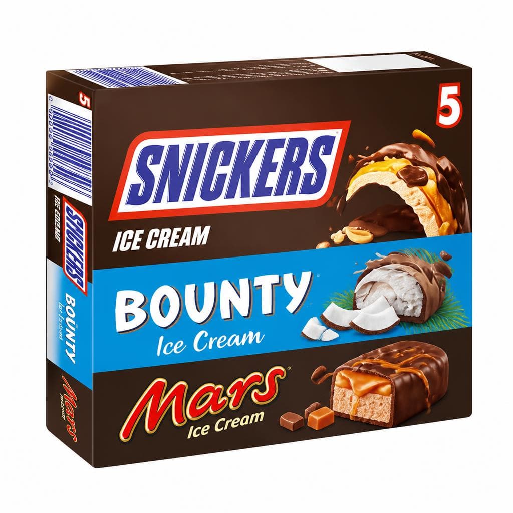 Snickers, Bounty oder Mars Ice Cream 5er, 247-251 ml Snickers, Bounty, Mars – Spar