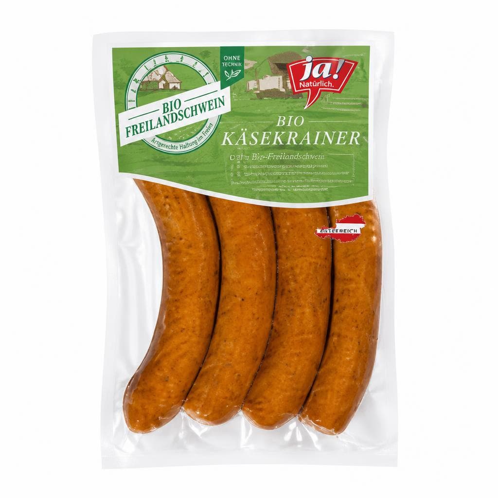 Ja! Natürlich Bio-Käsekrainer vom Bio-Freilandschwein, 280 g – Billa