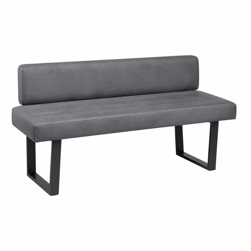 Sitzbank Leinen/Mikrofaser Hellgrau/Schwarz, BxHxT: ca. 143x84x67 cm – Möbelix