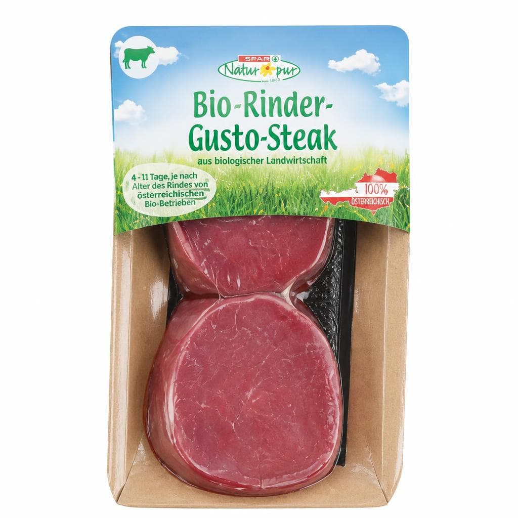 Bio-Rinder-Gustosteak ca. 350 g SPAR Natur pur Angebot bei Eurospar