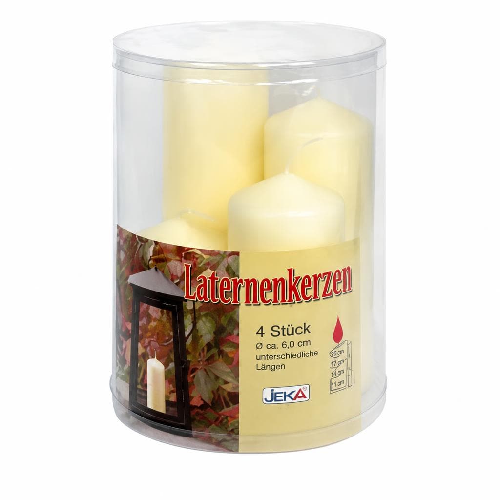 Laternenkerzen-Set, Ø: 6 cm, Höhe: 11, 14, 17 und 20 cm, 4er-Set – Lagerhaus