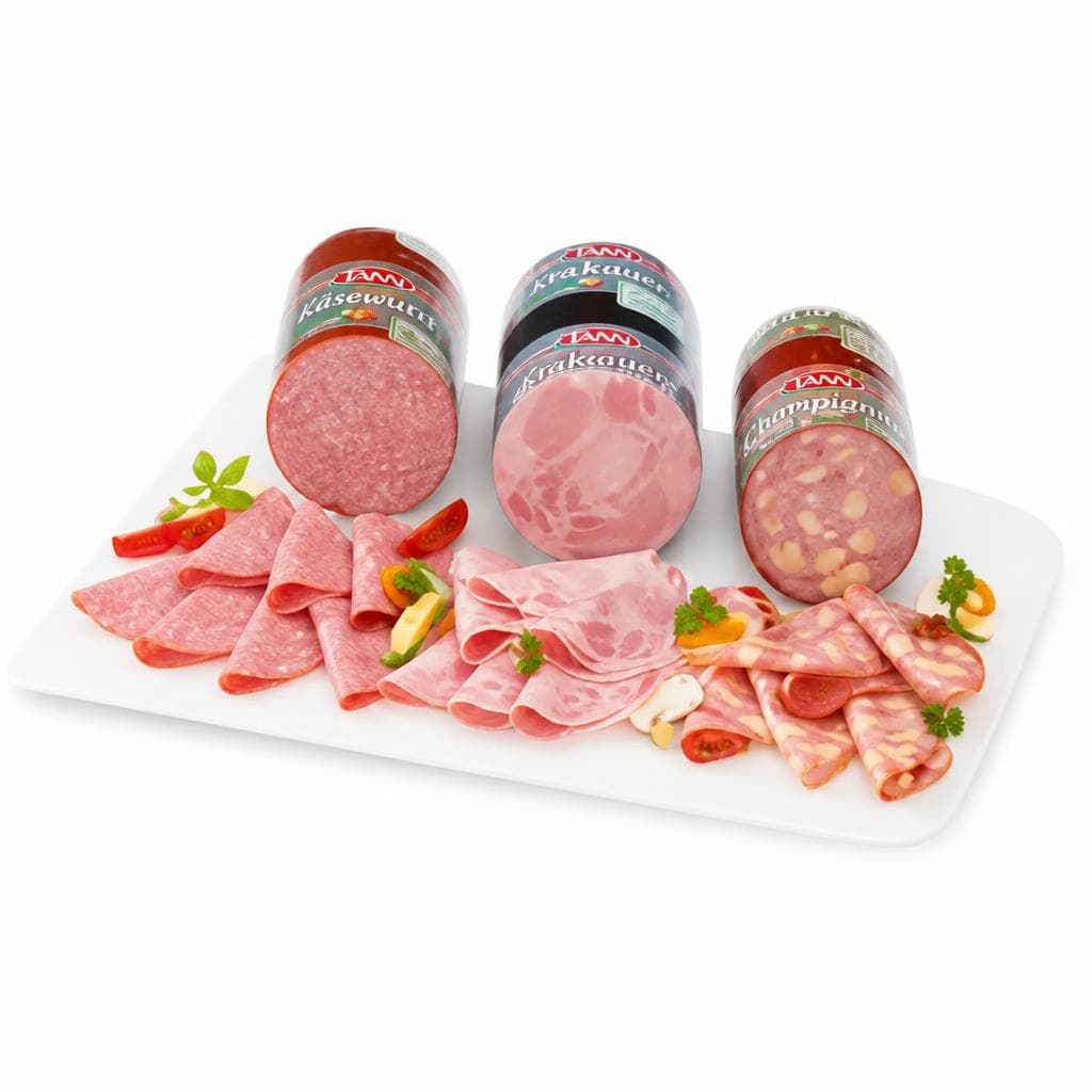 Käsewurst, Krakauer, Wiener oder Champignon Aufschnittwurst, 100 g – Interspar