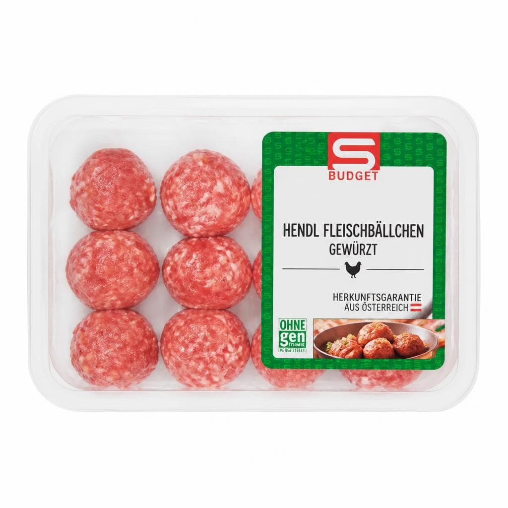 S-BUDGET Österr. Hendl Fleischbällchen, 260 g Packung – Maximarkt