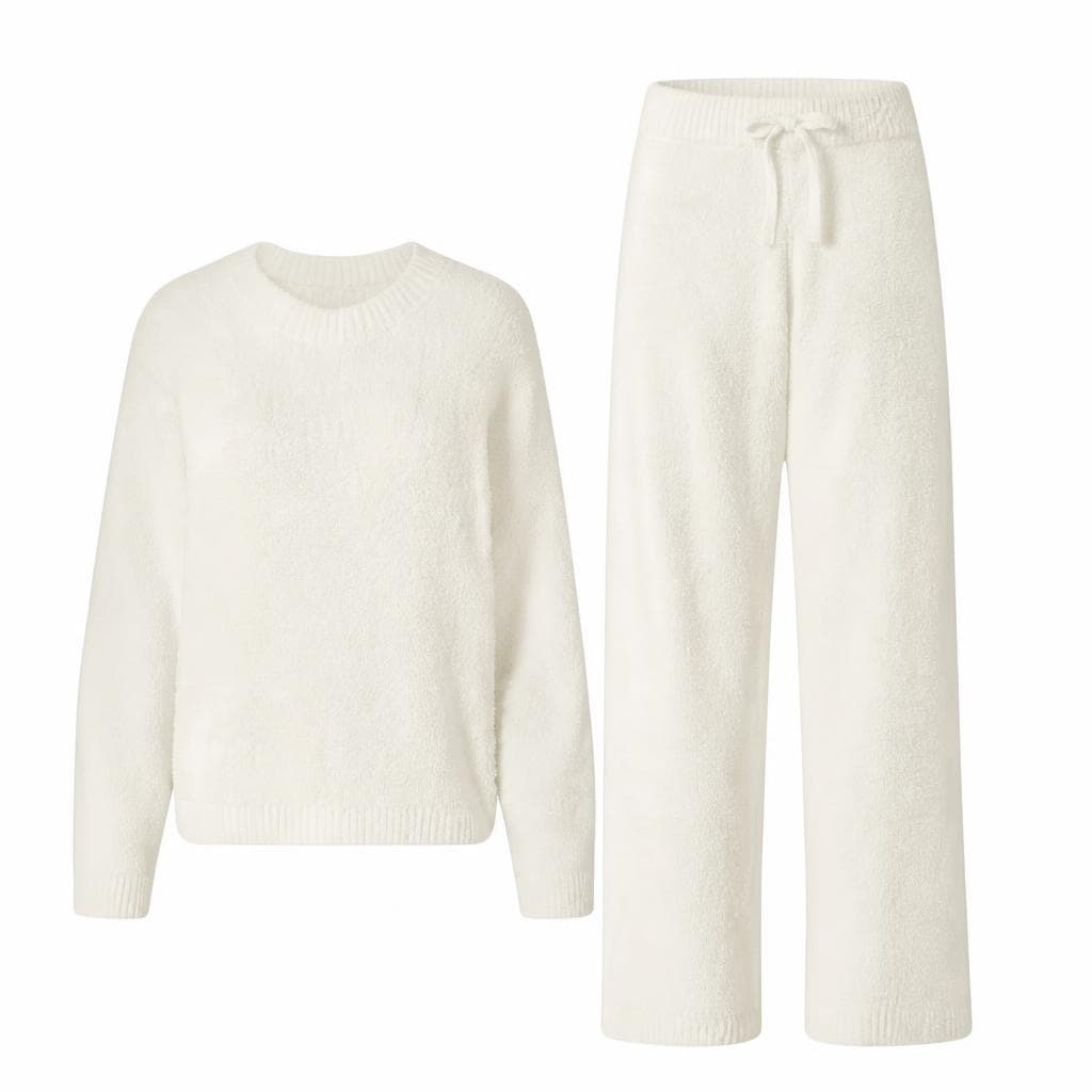 Esmara Damen Plüschpullover/Wide-Leg-Plüschhose – Lidl