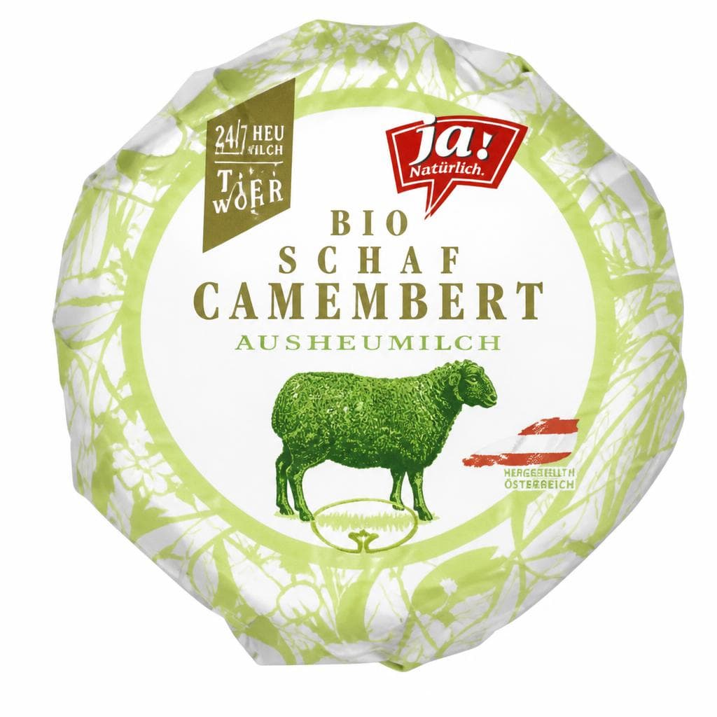 Ja! Natürlich Bio-Schafheumilch- od. -Ziegenheumilch-Camembert, 100 g Stück – Billa