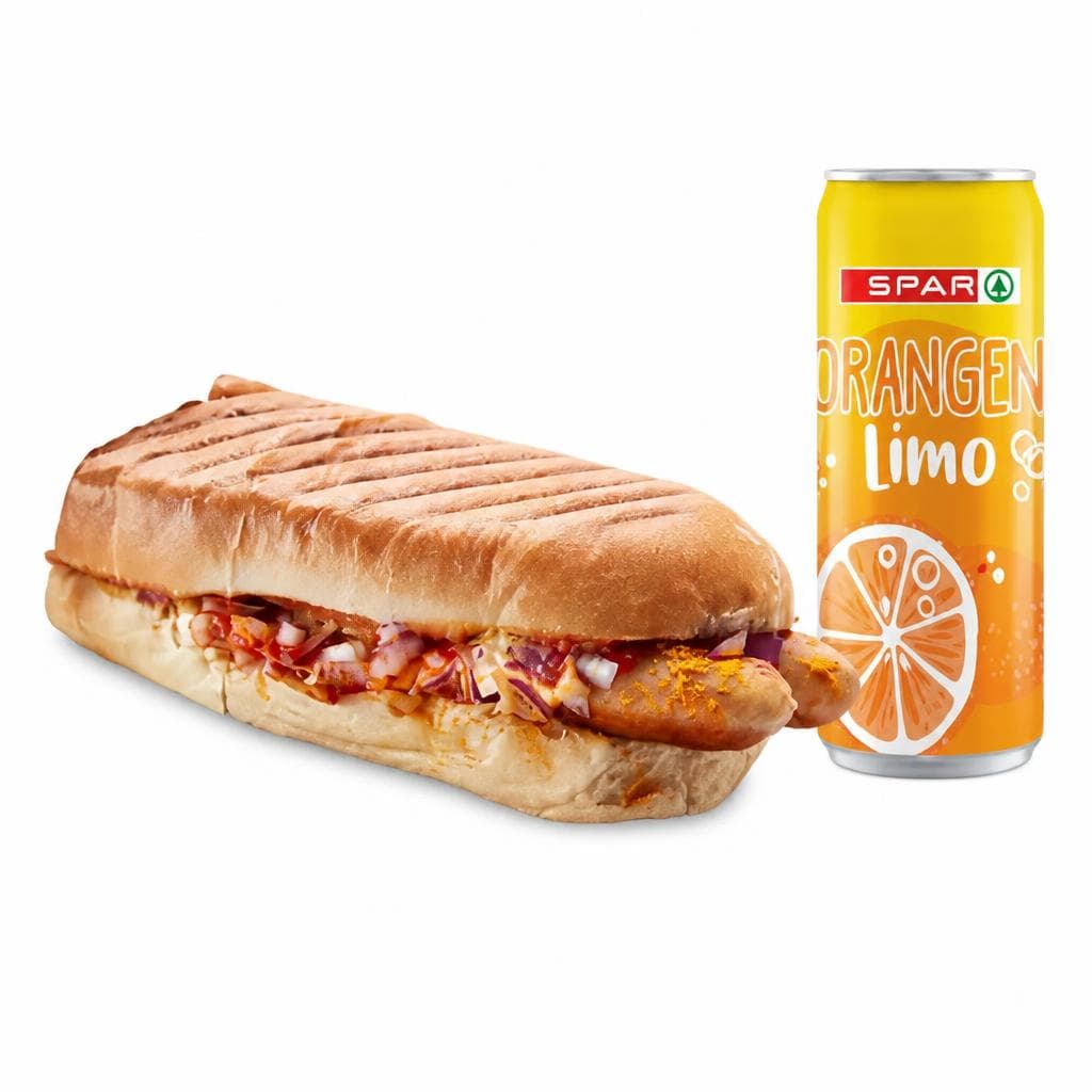 Tiroler Bosna mit einer SPAR Limo, 1 Portion – Interspar