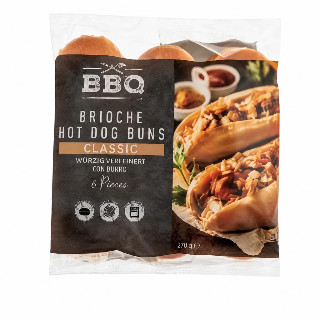BBQ Brioche Hot Dog Roll, 270 g – Hofer