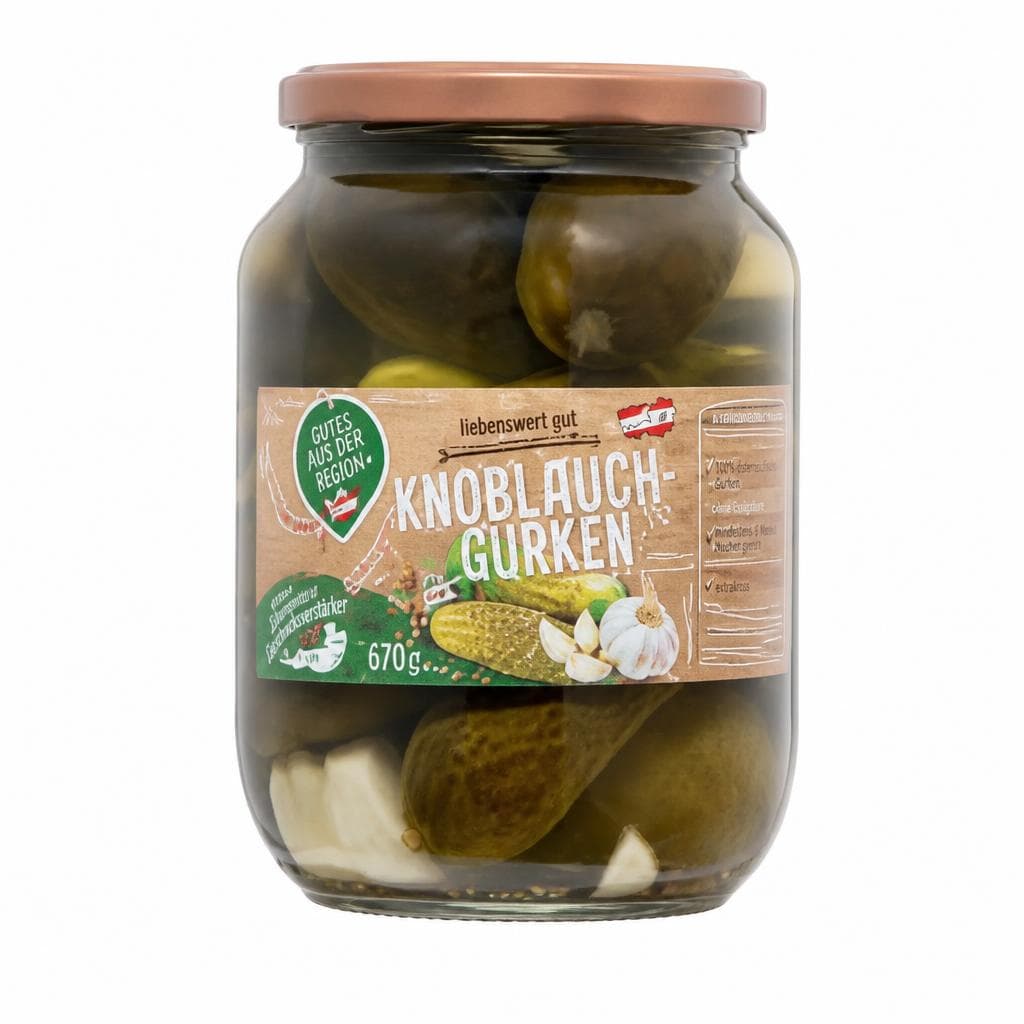 Knoblauchgurken/Delikatessgurken, 670 g – Hofer