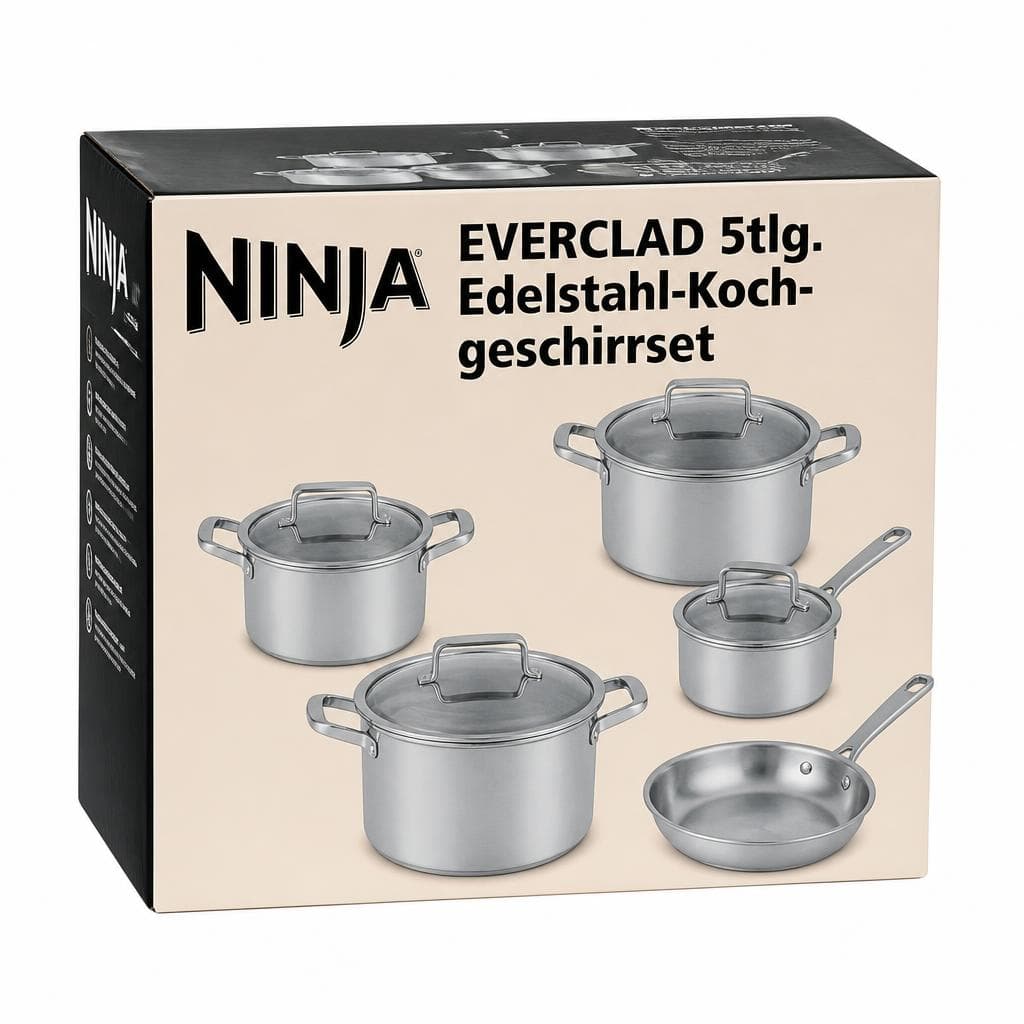EVERCLAD 5tlg. Edelstahl-Kochgeschirr NINJA Angebot bei Norma