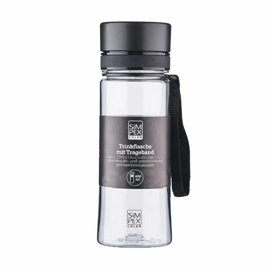 SIMPEX COLOR Trinkflasche mit Trageband, 400 ml – Eurospar
