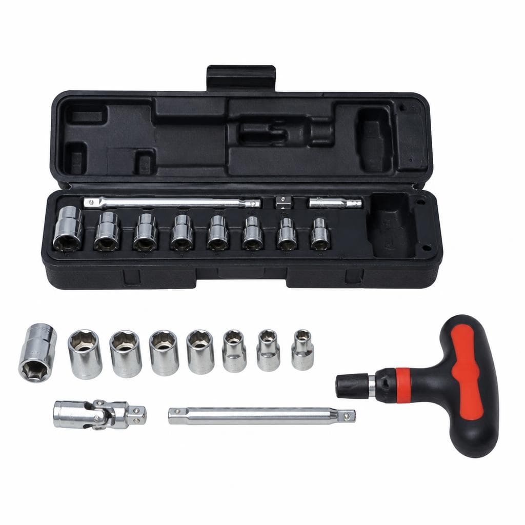 Kraft Werkzeuge T-Griff/Universal-Stecknuss-Set, 19-tlg. – Norma