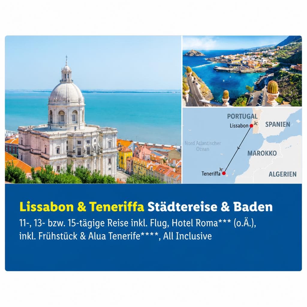 Lissabon & Teneriffa Städtereise & Baden, 11-, 13- bzw. 15-tägige Reise Alua Tenerife – Lidl Reisen