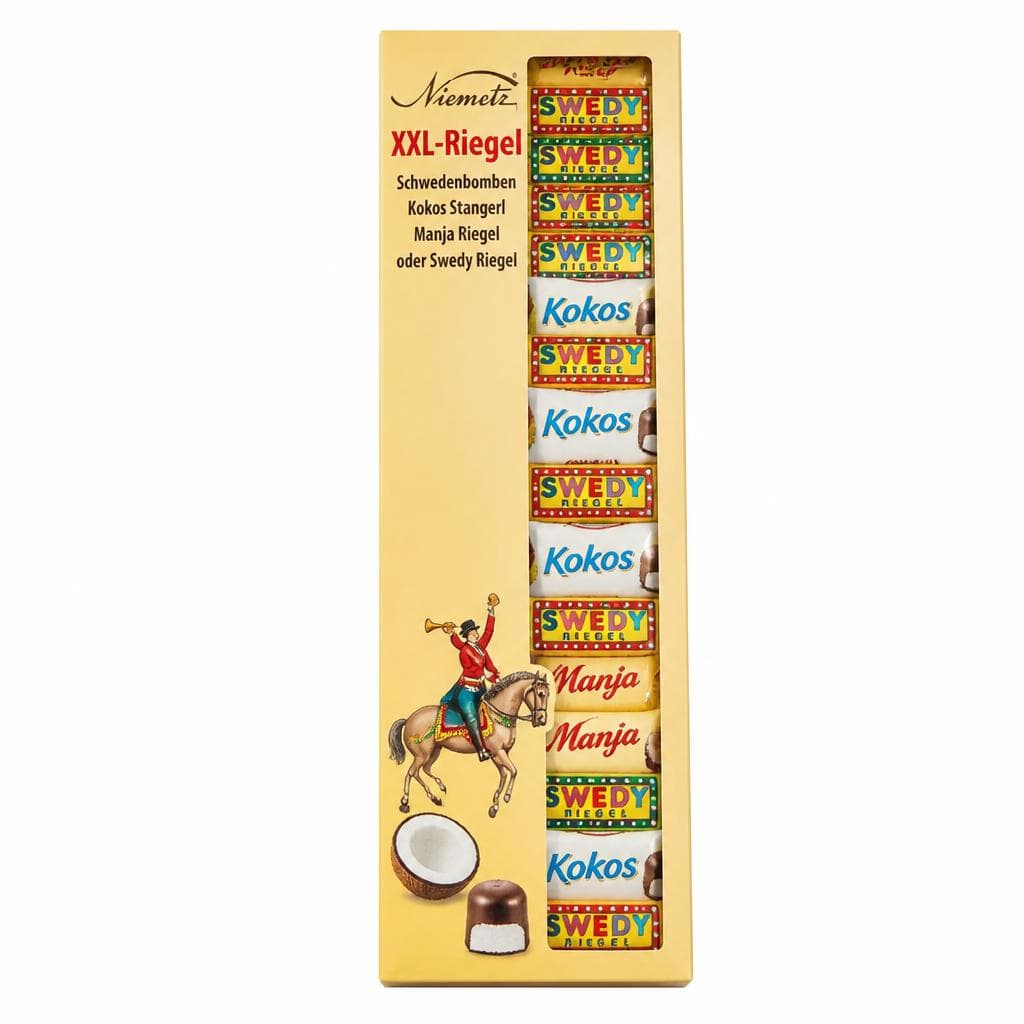 XXL-Riegel Schwedenbomben Kokos Stangerl, Manja Riegel oder Swedy Riegel, 270 g / 300 g Niemetz – Norma