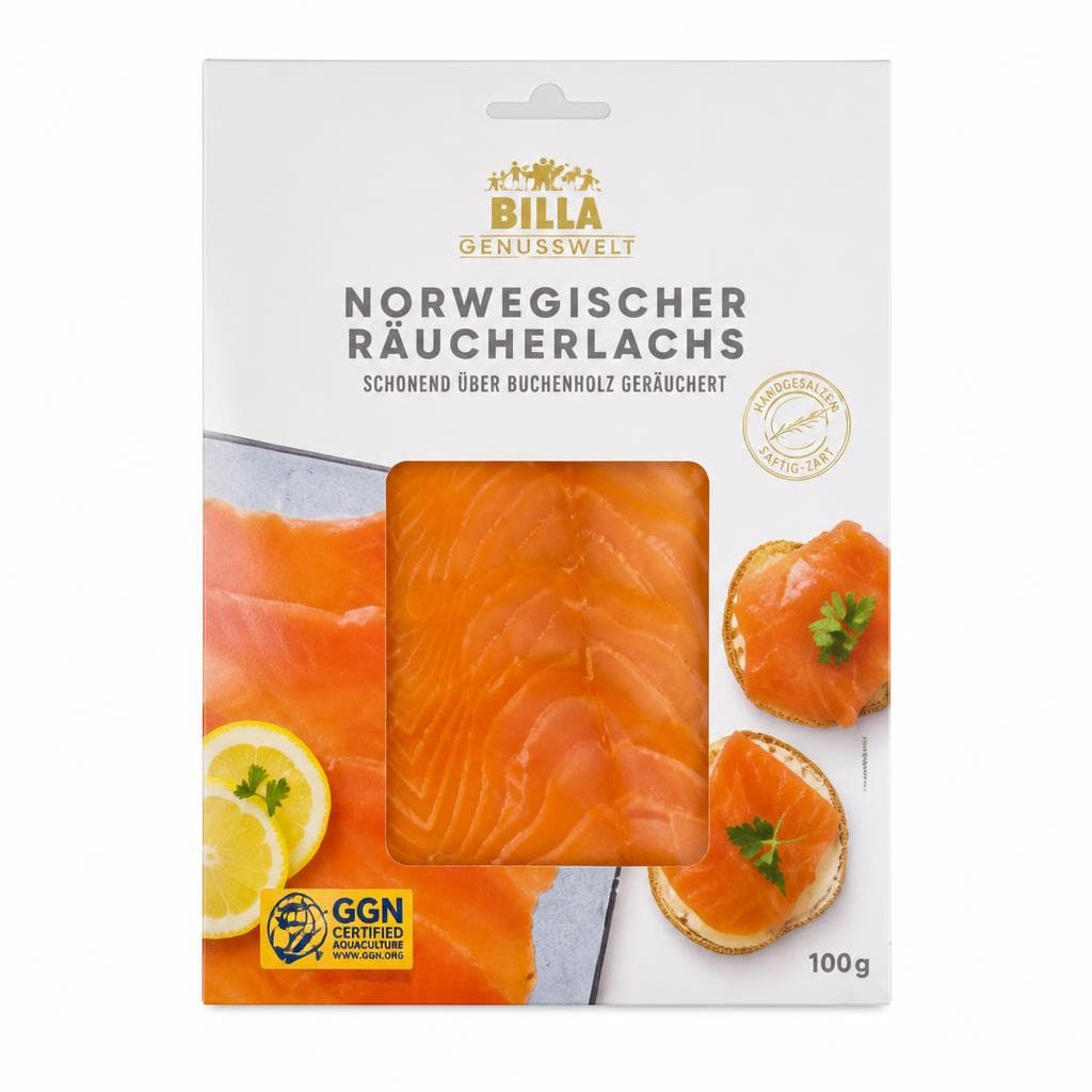 BILLA GENUSSWELT Norwegischer Räucherlachs, 100 g – Billa