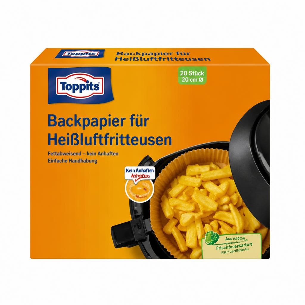 Backpapier für Heißluftfritteusen, 20 Stück, 20 cm ø TOPPITS – Maximarkt