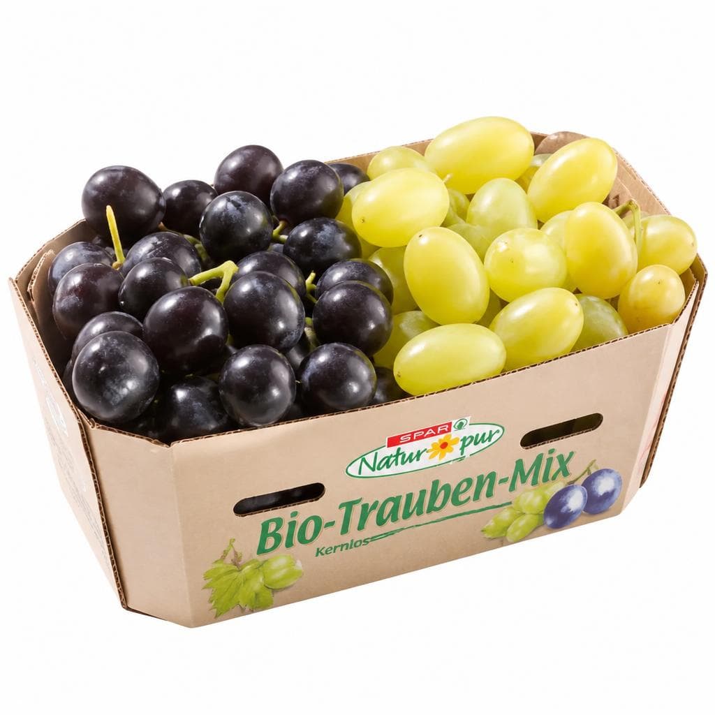 Knackig, süßer Bio-Trauben Mix kernlos 500-g-Tasse Natur Pur Angebot bei Spar