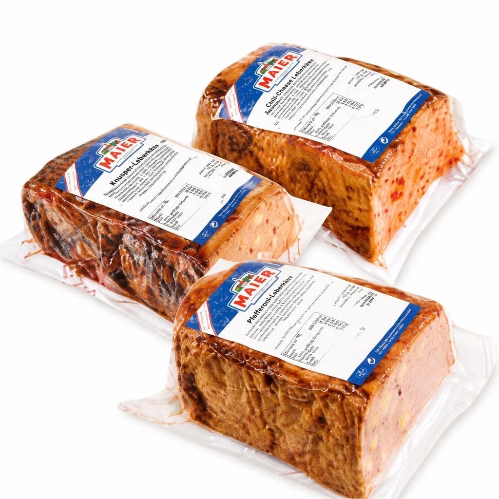 Käseleberkäse, Pfefferonileberkäse oder Chili-Cheese-Leberkäse, ca. 1 kg Stück – Maximarkt