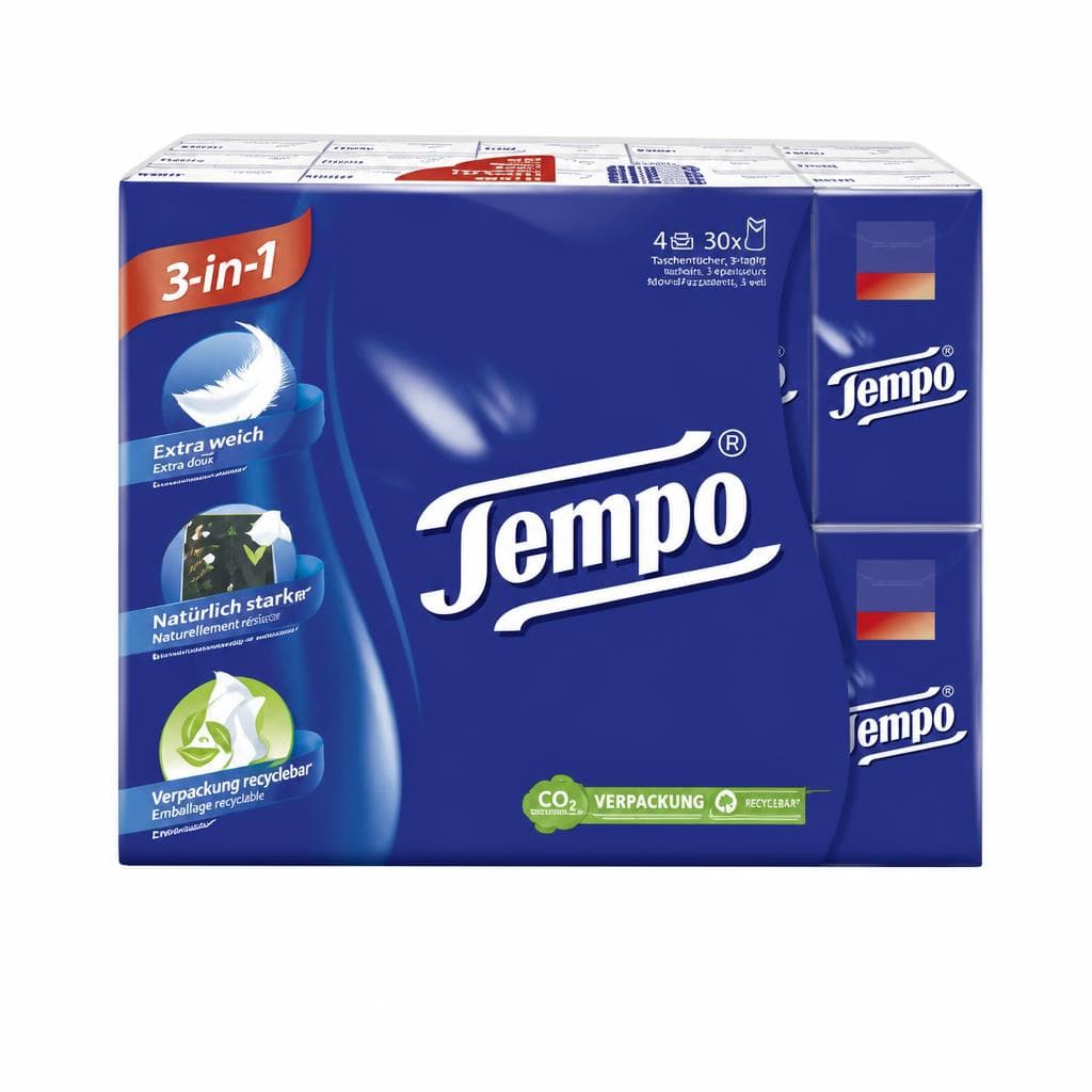 Tempo Taschentücher, 4 × 30 Stück – Müller