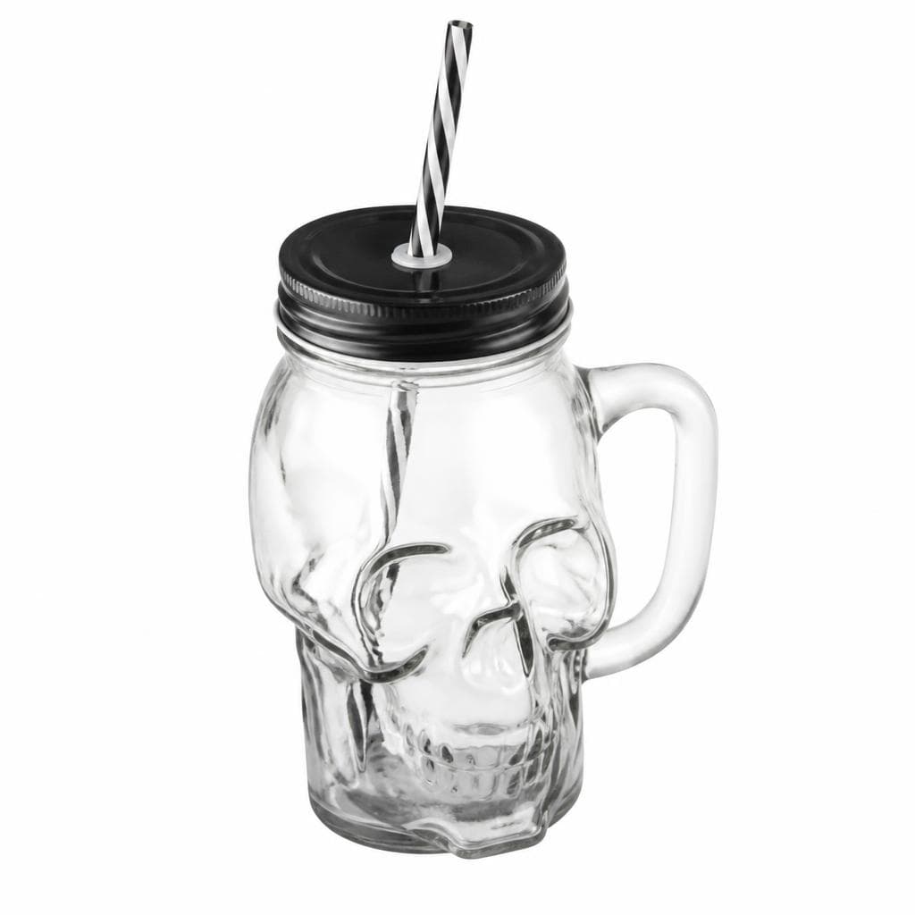 Henkelbecher aus Glas mit Strohhalm, 500 ml – Eurospar