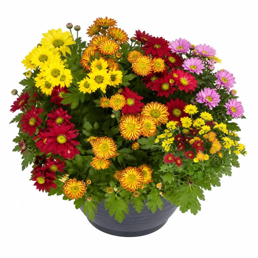 Chrysanthemen Mix, Höhe ca. 25 cm inkl. 19-cm-Schale – Norma