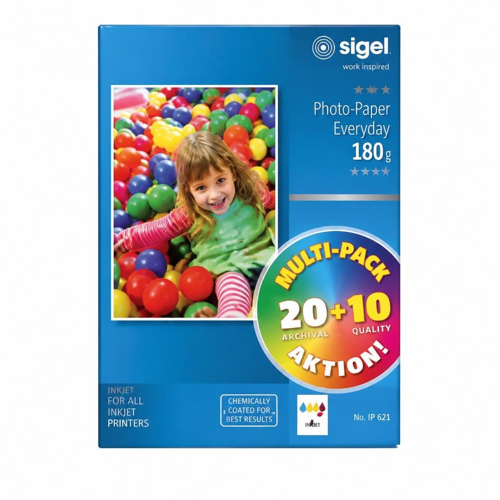 Inkjet Fotopapier, 20 + 10 Blatt Sigel – Müller