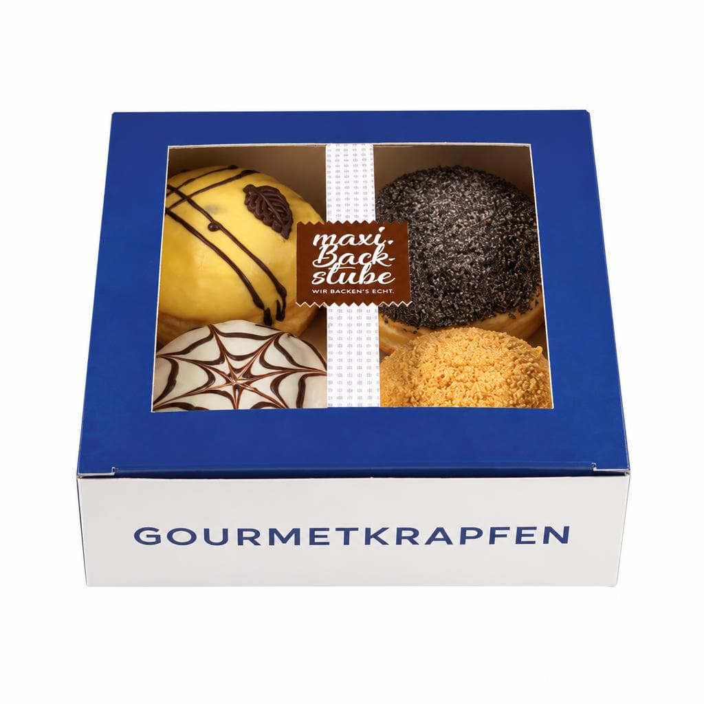 Gourmetkrapfen, 4er-Gourmetbox Maxi Backstube – Maximarkt