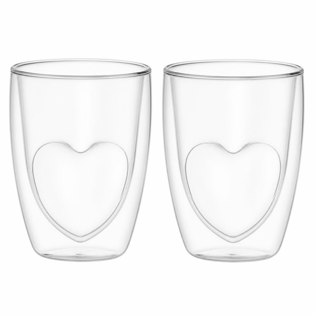 boral Doppelwandiges Glas 2er-Set Herzform innen, ca. 300 ml – Norma