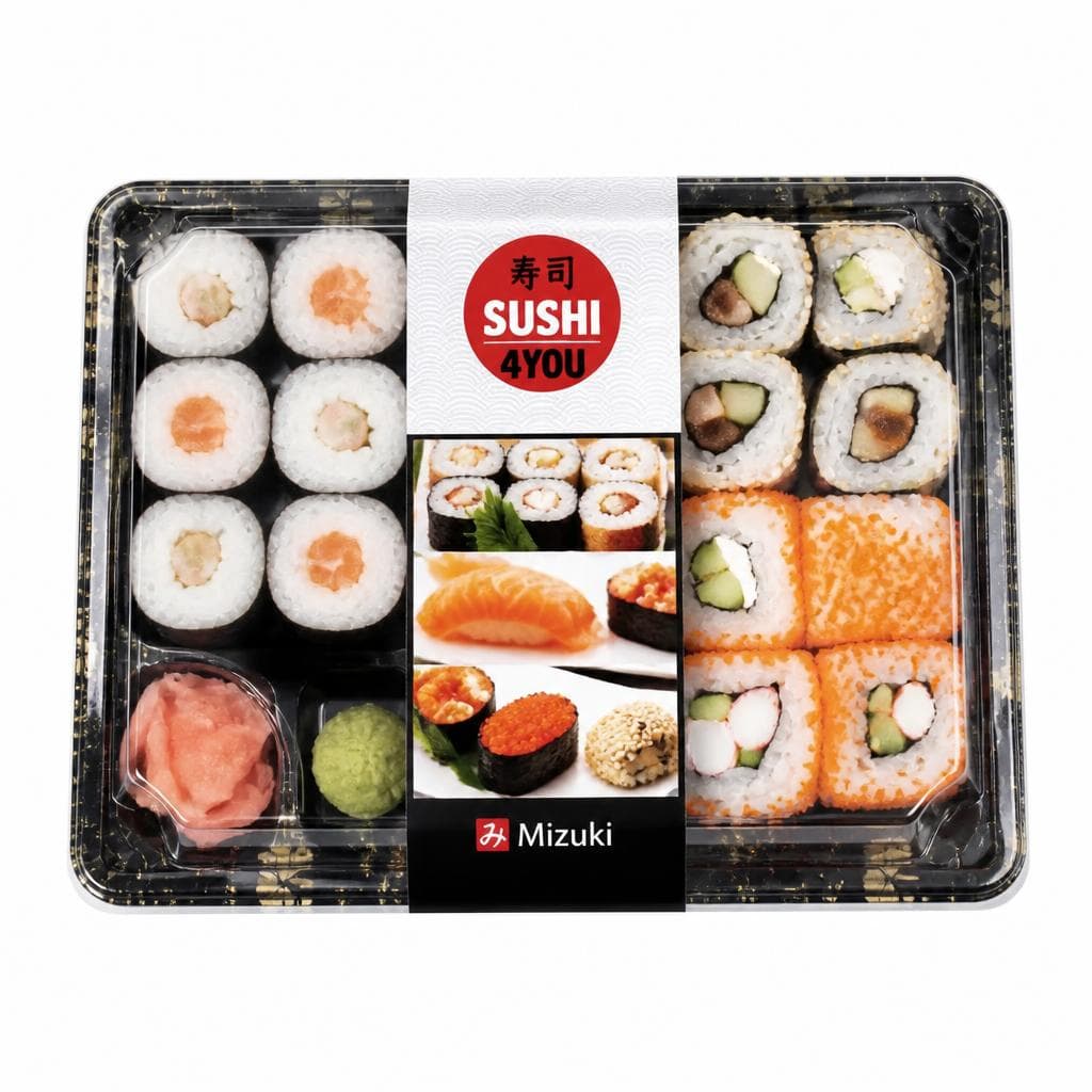 Sushi mit Sojasauce, Wasabi-Meerrettich und eingelegtem Ingwer, 225/230 g Sushi 4You – Norma