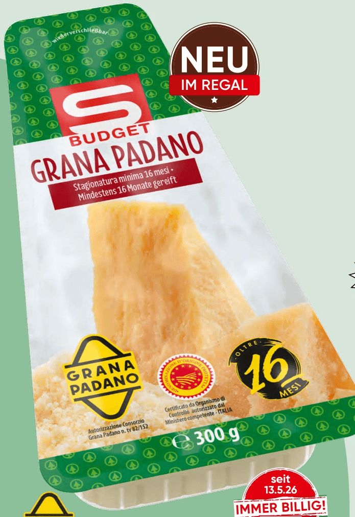 S-Budget Grana Padano D.O.P. 300 g Angebot bei Spar