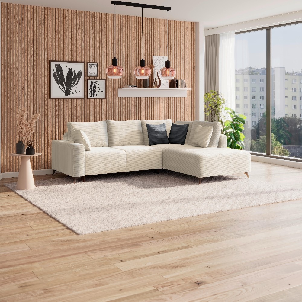 Ecksofa Cordstoff Creme ca. 270x212 cm Angebot bei Möbelix