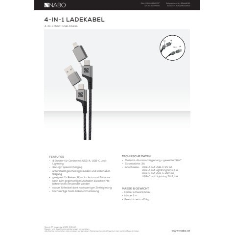 4-in-1 Ladekabel Nabo Angebot bei Interspar