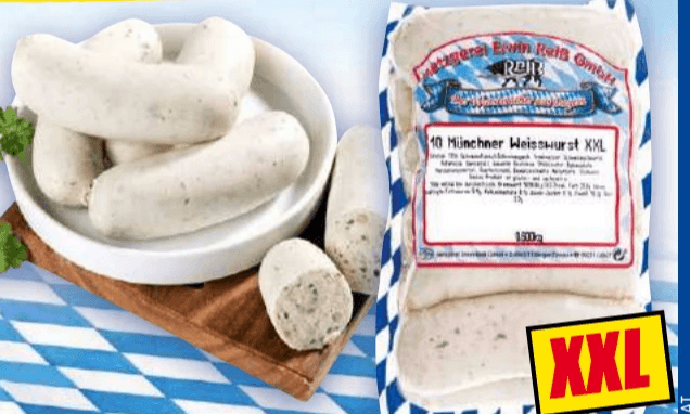 Münchner Weißwurst XXL 10 Stück, 600 g Angebot bei Norma