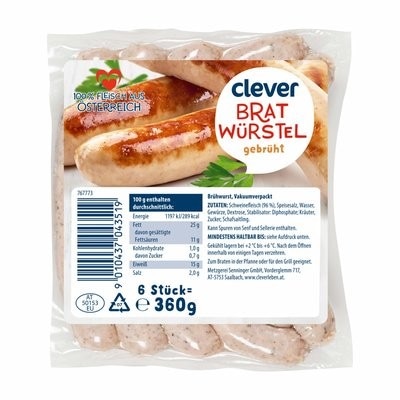 Bratwürstel 360 g clever Angebot bei Billa