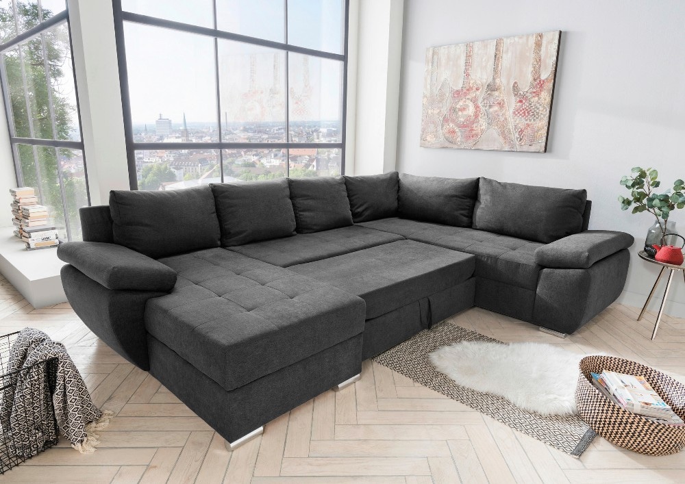 Wohnlandschaft Mikrofaser Anthrazit ca. 237x219 cm Angebot bei Möbelix