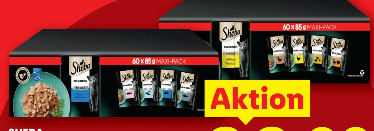 Sheba Katzennassnahrung Maxi Pack 60x 85 g Angebot bei Lidl