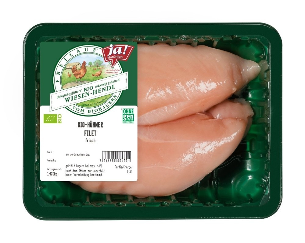 Ja! Natürlich Bio-Hendfilet vom Wiesenhendl ca. 374 g Packung Angebot bei Billa