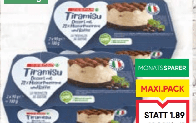 DESPAR Tiramisu 2x 90 g Angebot bei Maximarkt