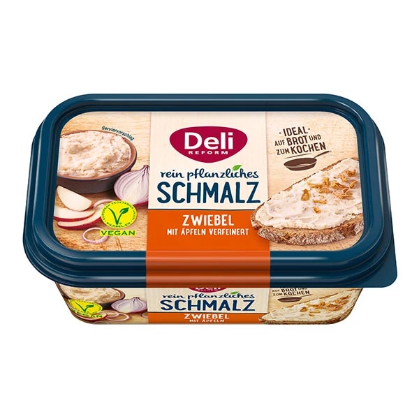 Pflanzliches Schmalz Zwiebel mit Äpfeln verfeinert oder nach Griebenart mit Kräutern 200 g Deli Angebot bei Norma
