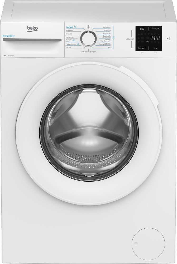 beko Waschmaschine 8 kg 8 kg Fassungsvermögen, 1.400 U/min, 15 Programme, Mengenautomatik, Maße: H 84,5 x B 60 x T 54,6 cm, Mod.Nr.: BM3WFT38413W Angebot bei Interspar