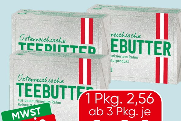 Pinzgau Milch Österreichische Teebutter 250 g Angebot bei Spar