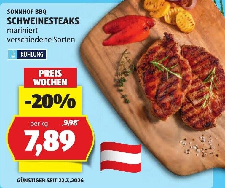 Sonnhof BBQ Schweinesteaks mariniert Angebot bei Hofer