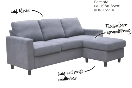 HOM'IN Ecksofa ca. 198x135cm Angebot bei XXXLutz