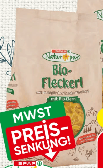 Bio-Teigwaren mit Bio-Eiern und Bio-Hartweizen 400 g SPAR Natur pur Angebot bei Spar