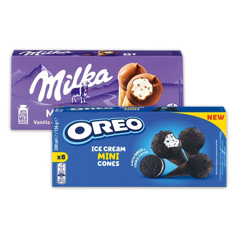 Oreo Milka Mini Waffelhörnchen 8x25 ml Angebot bei Norma