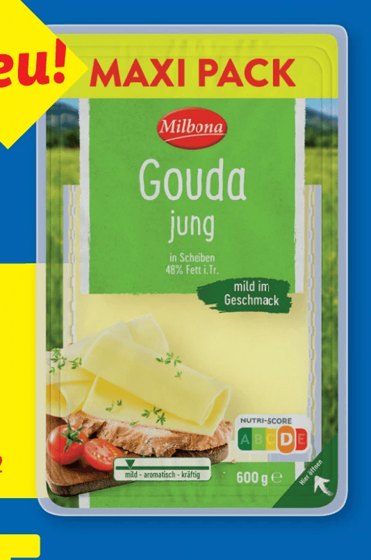 Milbona Gouda in Scheiben 600 g Angebot bei Lidl