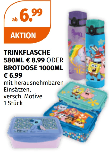Trinkflasche oder Brotdose Trinkflasche 580ml oder Brotdose 1000ml Angebot bei Müller