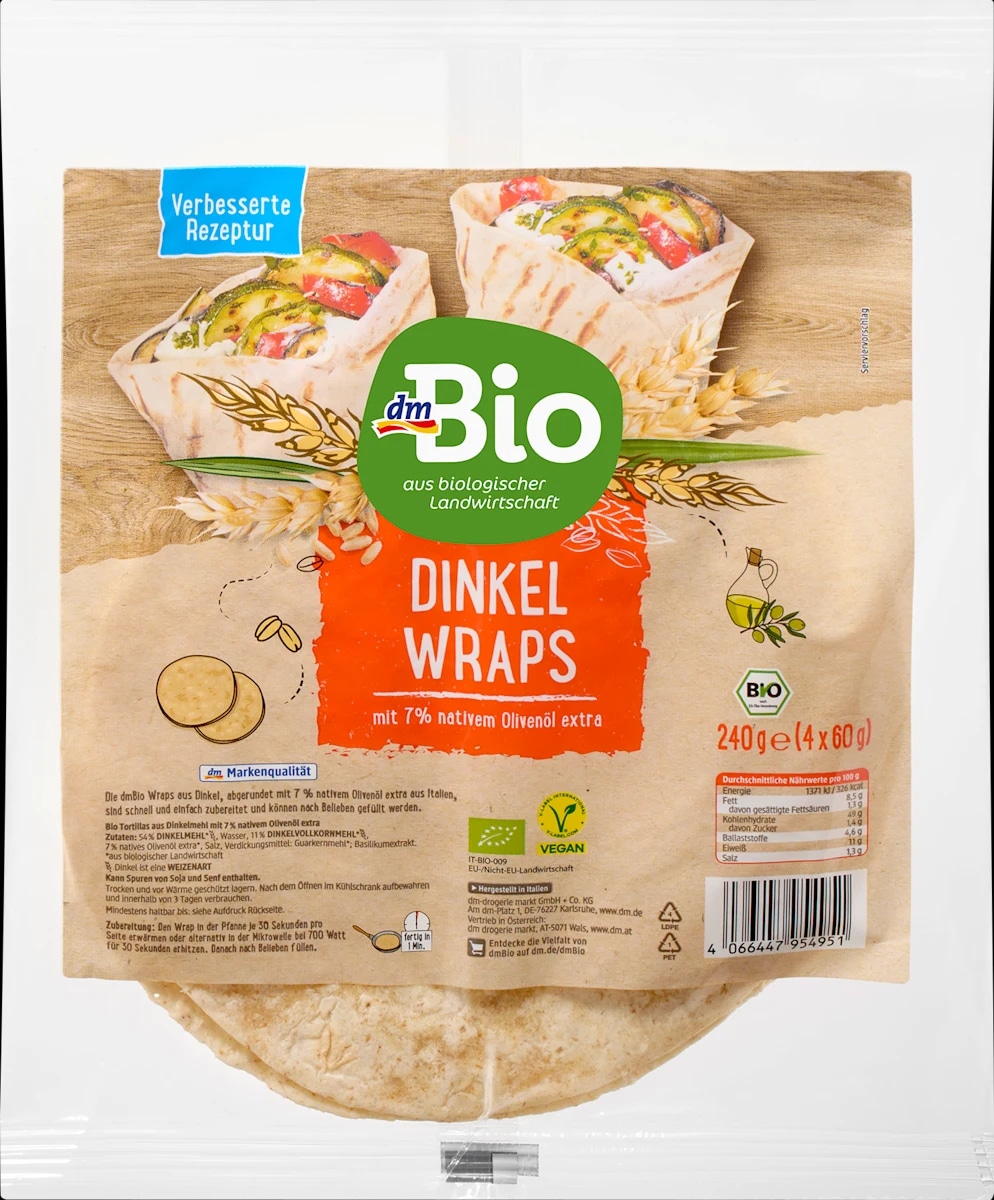 Dinkel Wraps 4 x 60 g dmBio Angebot bei Dm