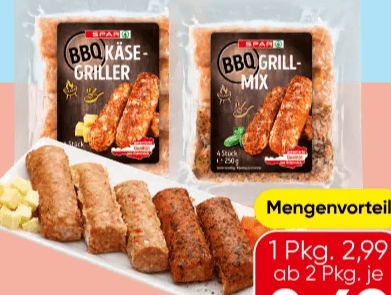SPAR BBQ Grillmix oder Käsegriller 250 g Angebot bei Spar